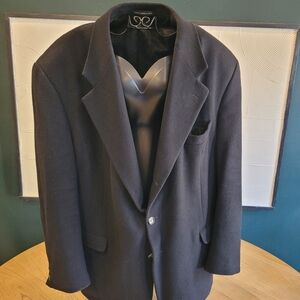 Classic Black Men's Pea Coat Cashmere And Wool Blend